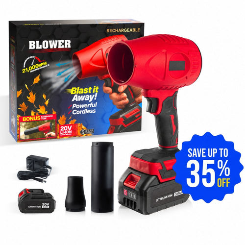 Bullseye Blower cordless blower kit with 20V battery, charger and nozzles