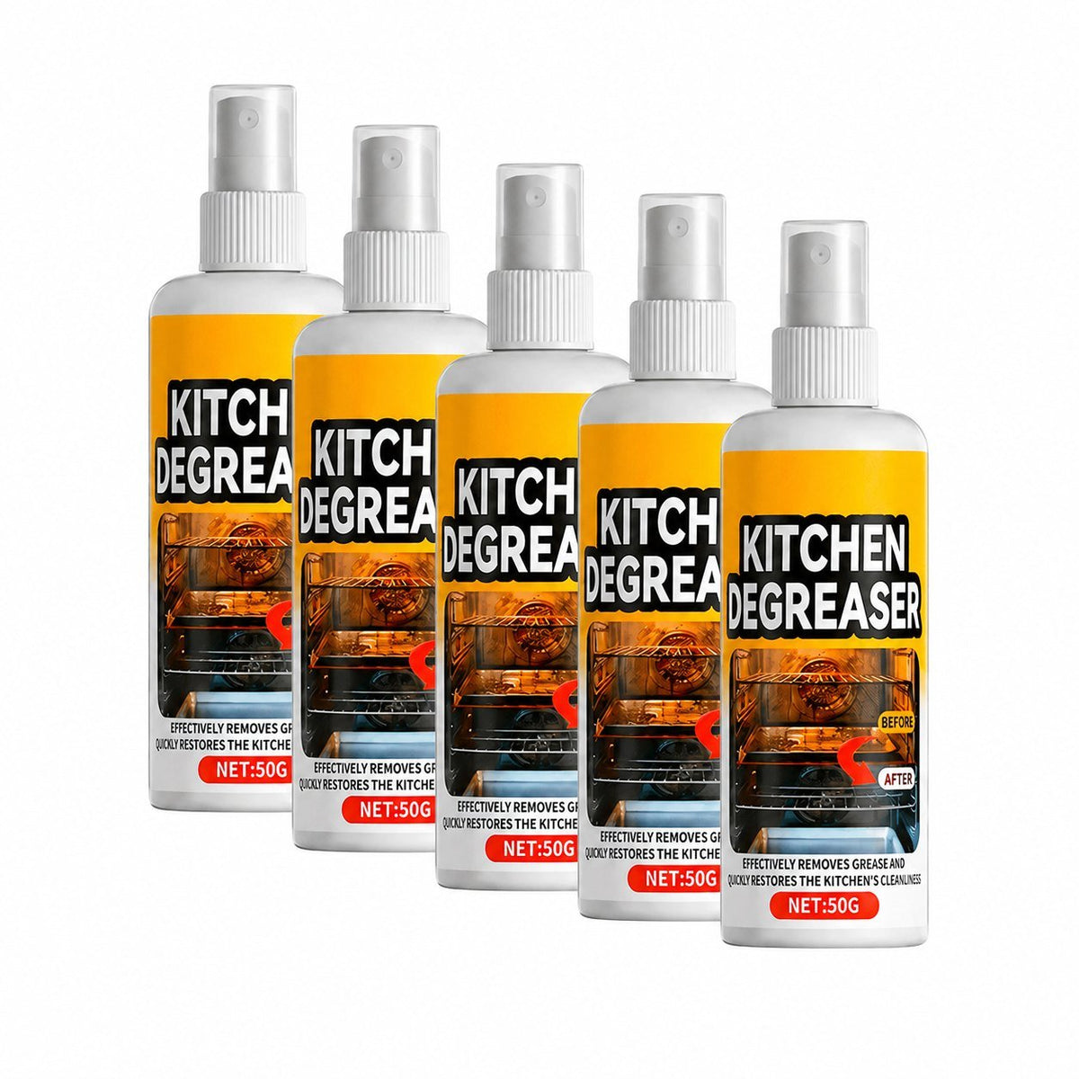 GreaseKiller Spray 5 Pack — heavy-duty kitchen degreaser bottles