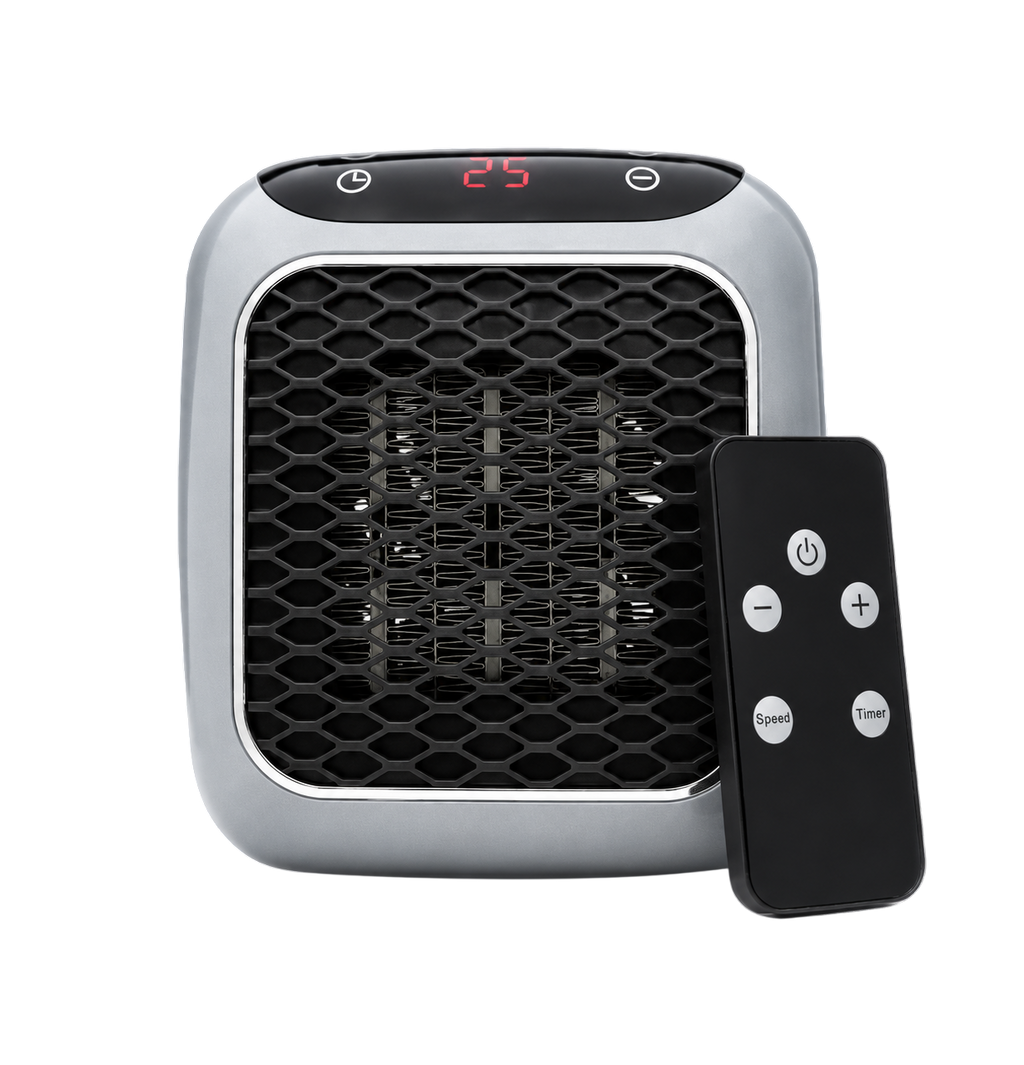 RapidHeat ceramic heater front panel with handheld remote control