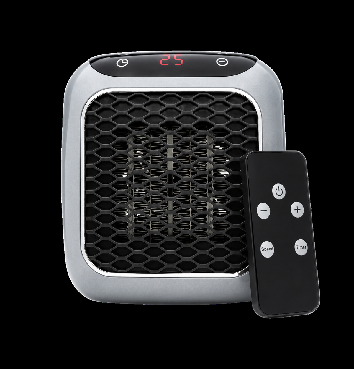 RapidHeat ceramic heater front panel with handheld remote control